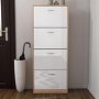 Torino 4 Door Shoe Storage Cabinet in High Gloss and Oak - 12 Pairs