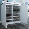 GRADE A1 - Tiffany Shoe Storage Cupboard  in White High Gloss With LED Lighting- 24 Pairs