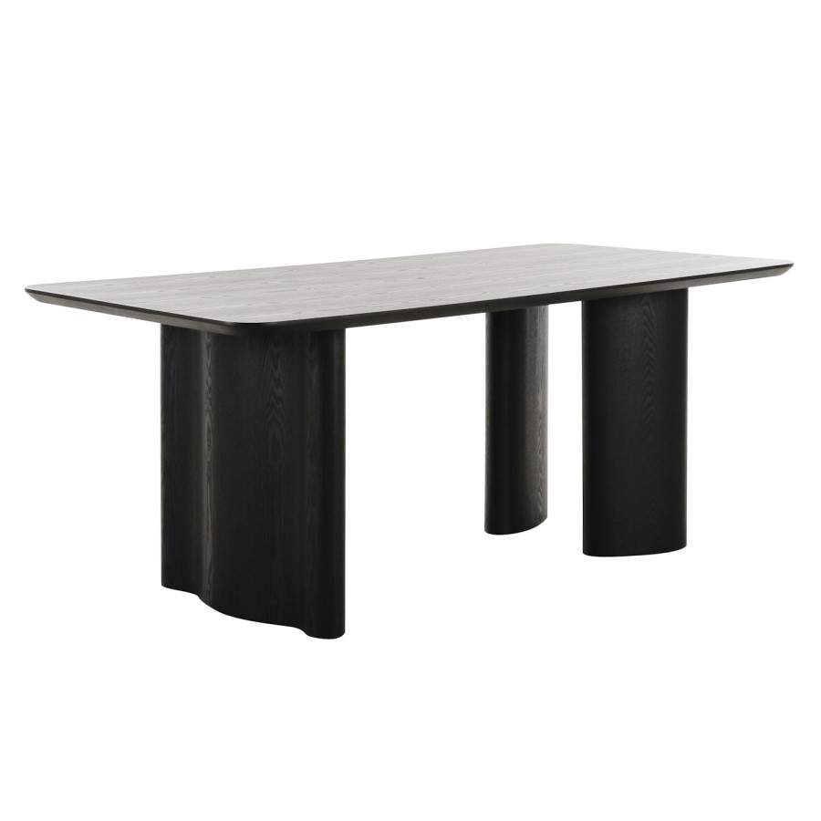 Black Wooden Rectangular Dining Table - Seats 4 - 6 - Troy