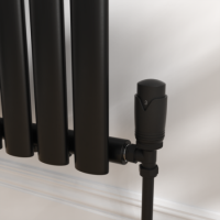 Elego Matte Black Modern TRV Angled Thermostatic Radiator Valves With Lockshield