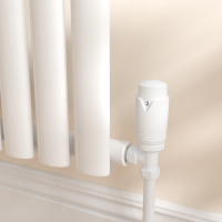 Elego White Modern TRV Angled Thermostatic Radiator Valves With Lockshield