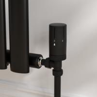 Elego Matte Black Modern TRV Angled Thermostatic Radiator Valves With Lockshield