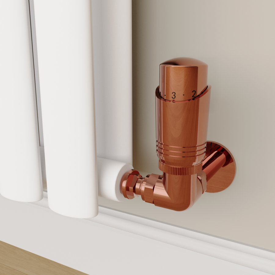Elego Black Nickel Modern TRV Corner Thermostatic Radiator Valves With Lockshield