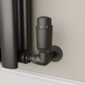 TRV-CN-1MB Elego Matte Black Modern TRV Corner Thermostatic Radiator Valves With Lockshield