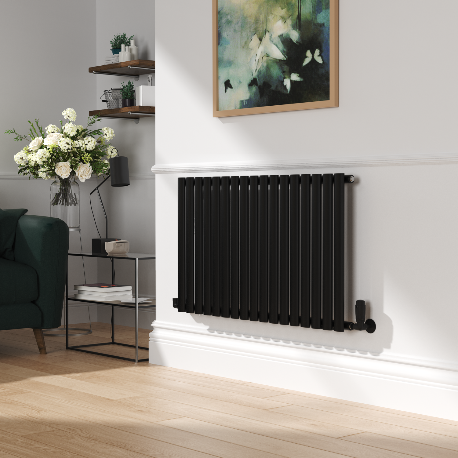 Corner Room Radiator Elego Matte Black Modern TRV Corner Thermostatic Radiator Valves With ...