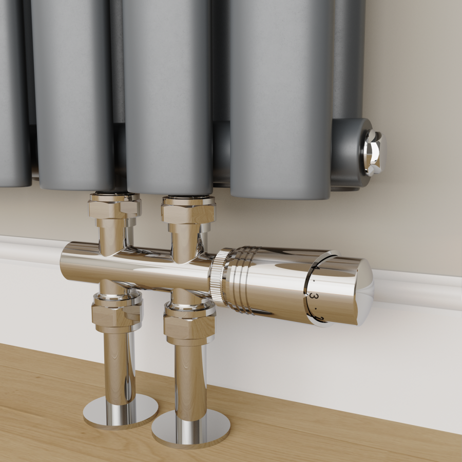Elego Chrome Modern TRV H Block Thermostatic Radiator Valve