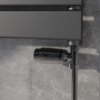Elego Black Nickel Modern TRV Straight Thermostatic Radiator Valves With Lockshield