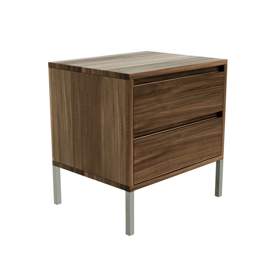 Travis Walnut 2 Drawer Bedside Table