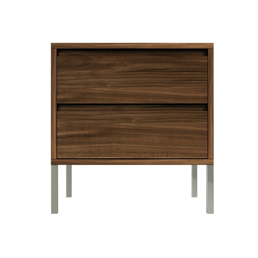Travis Walnut 2 Drawer Bedside Table