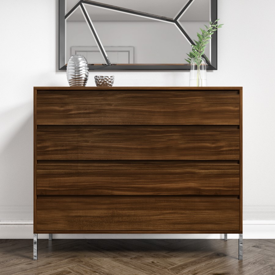 Travis Walnut 4 Drawer Chest of Drawers