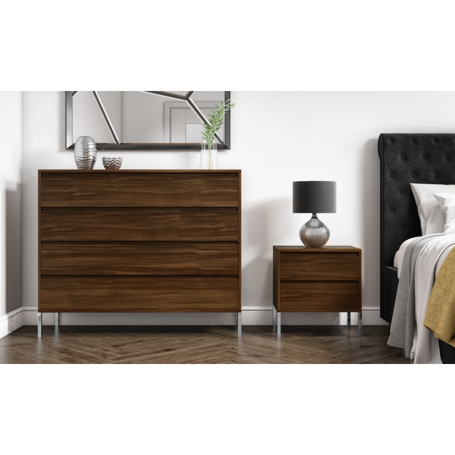 Travis Walnut 4 Drawer Chest of Drawers