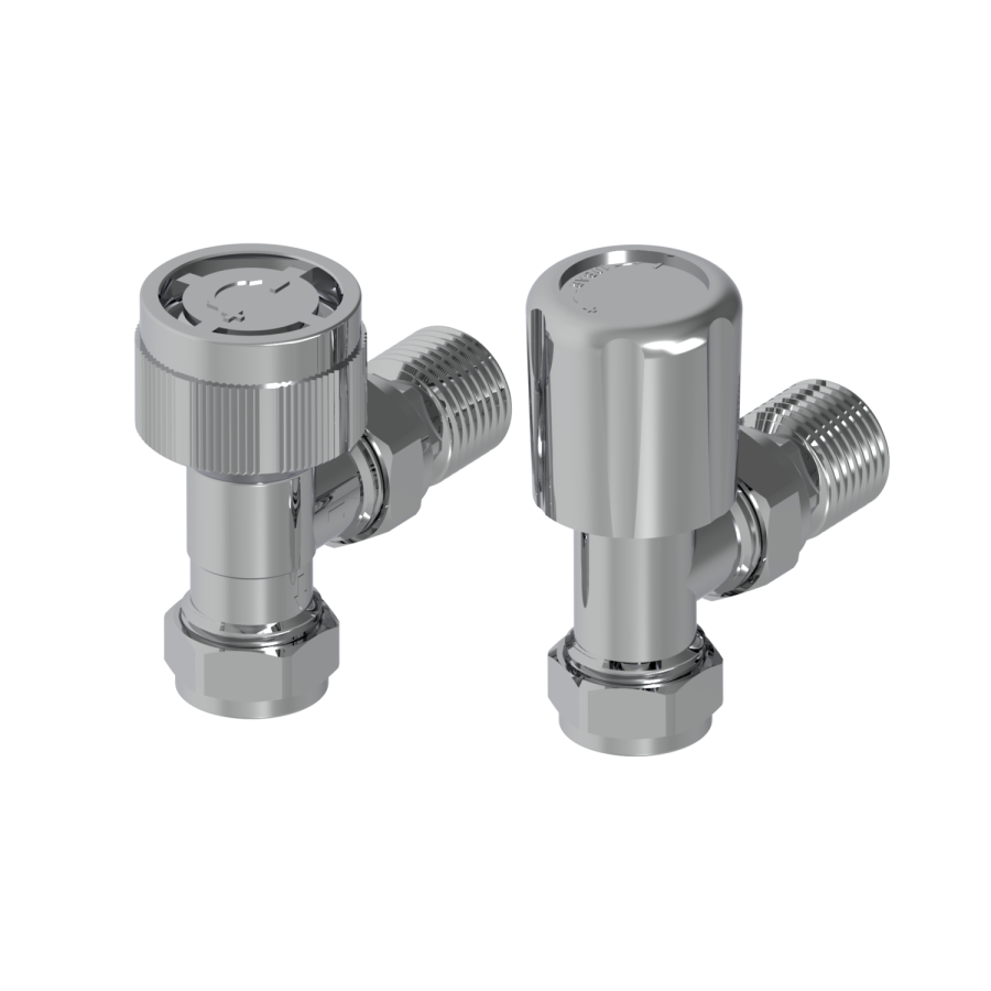 Elego Chrome  Modern TRV Base Angled  with Lockshield