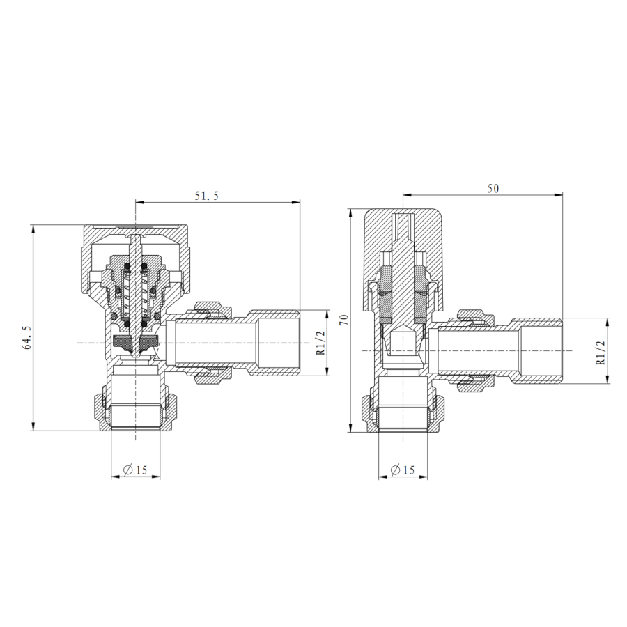 Elego Chrome  Modern TRV Base Angled  with Lockshield