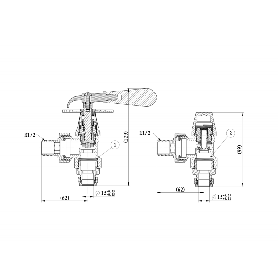 Maesta Anthracite Gray Traditional Manual Angled Radiator Valves With Lockshield