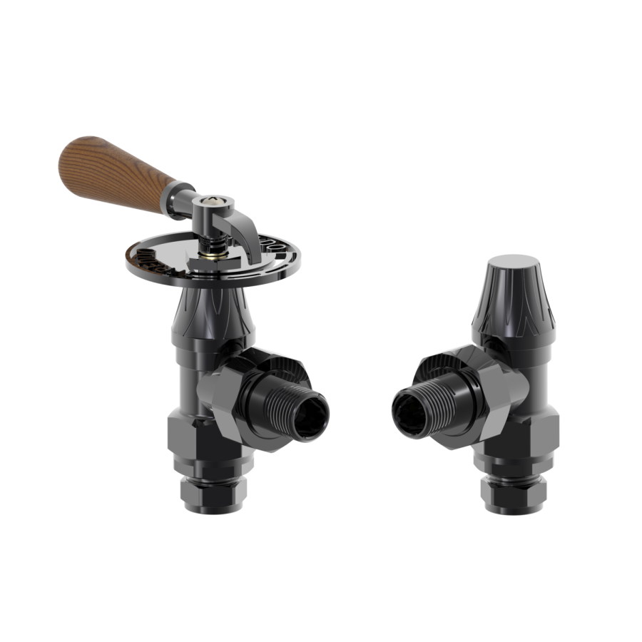 Maesta Black Nickel Traditional Manual Angled Valves With Lockshield