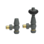 Maesta Anthracite Gray Traditional TRV Angled Thermostatic Radiator Valves With Lockshield