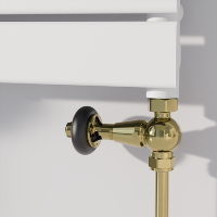 Maesta Brushed Brass Traditional TRV Straight Thermostatic Radiator Valves With Lockshield