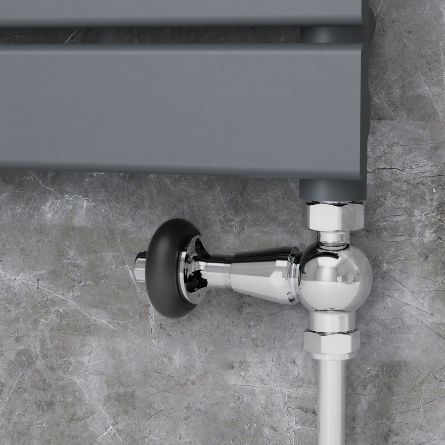 Elego Chrome Traditional TRV Straight Thermostatic Radiator Valves With Lockshield
