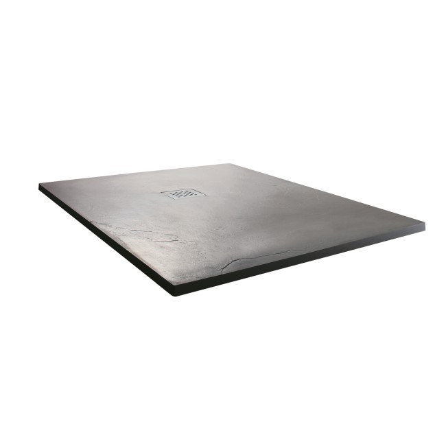 Claristone Anthracite Square Slate Effect Shower Tray & Waste - 900 x 900mm