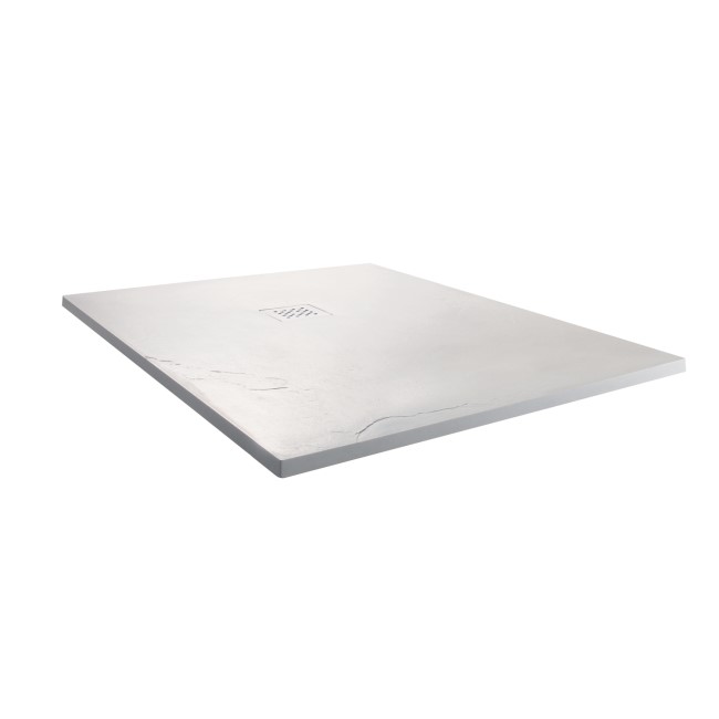 Claristone White Square Slate Effect Shower Tray & Waste - 900 x 900mm