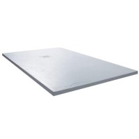 1400 x 900 White Stone Resin Shower Tray with Waste - Textured Slate Effect - Claristone Range