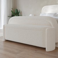 Cream Boucle Ottoman Storage Blanket Box - Taryn Cream Boucle Ottoman Storage Blanket Box - Taryn