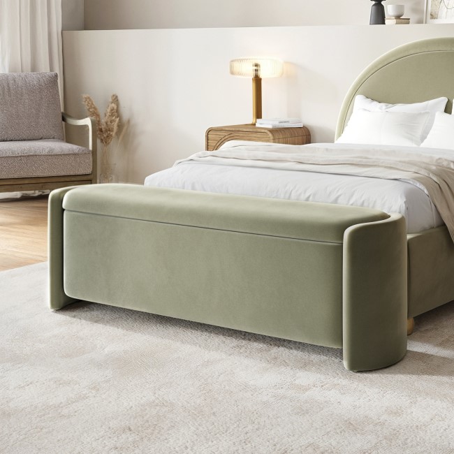 Sage Velvet Storage Ottoman Bench - Taryn