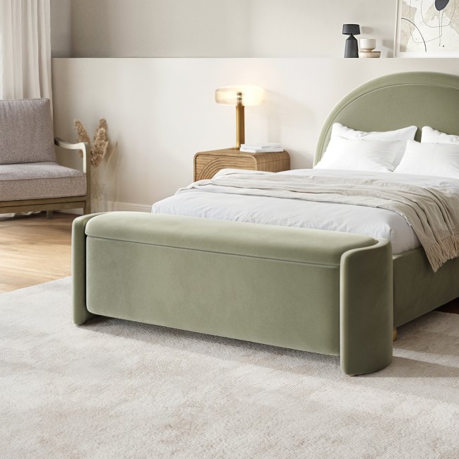 Sage Velvet Storage Ottoman Bench - Taryn