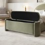 Sage Velvet Storage Ottoman Bench - Taryn