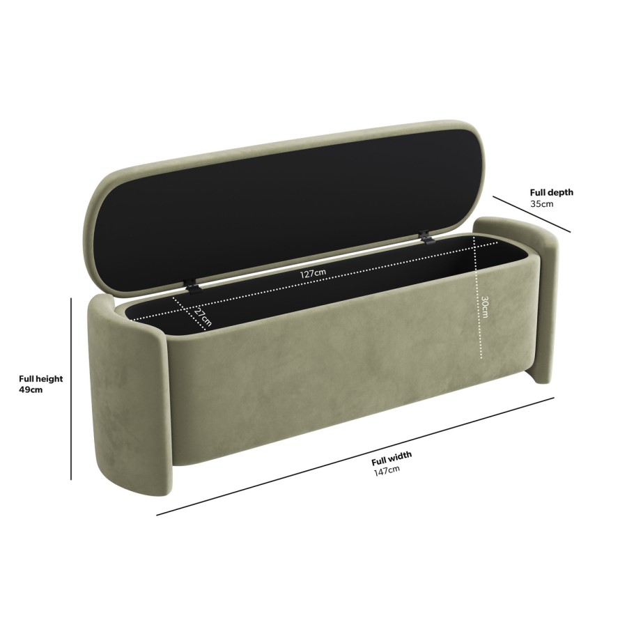 ALMOST PERFECT - Sage Velvet Storage Ottoman Bench - Taryn
