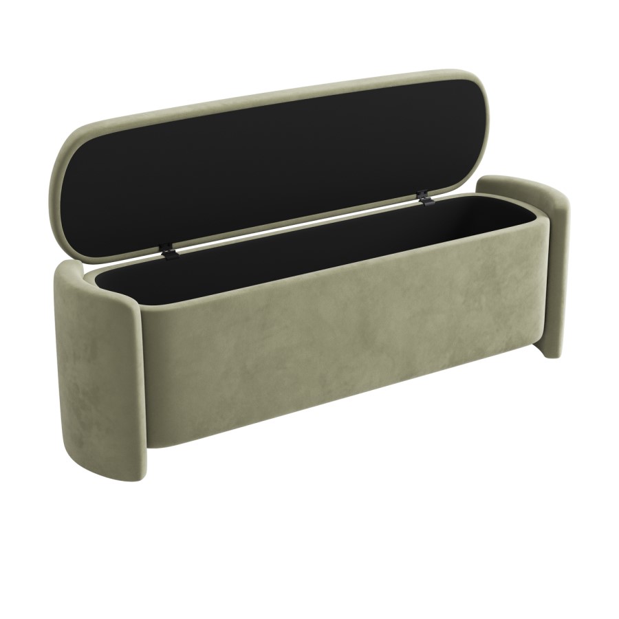 Sage Velvet Ottoman Storage Blanket Box - Taryn