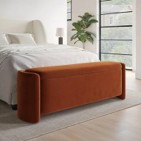 Rust Velvet Ottoman Storage Blanket Box - Taryn Rust Velvet Ottoman Storage Blanket Box - Taryn