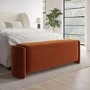 Rust Velvet Ottoman Storage Blanket Box - Taryn
