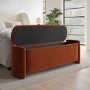 Rust Velvet Storage Ottoman Bench - Taryn