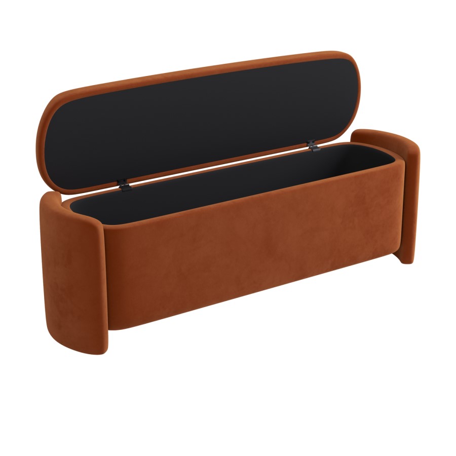 Rust Velvet Ottoman Storage Blanket Box - Taryn