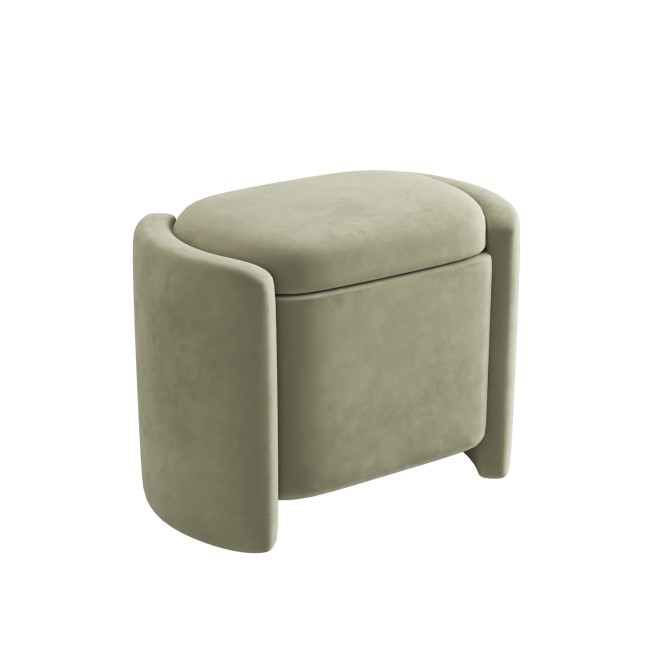 Sage Velvet Dressing Table Stool with Ottoman Storage - Taryn