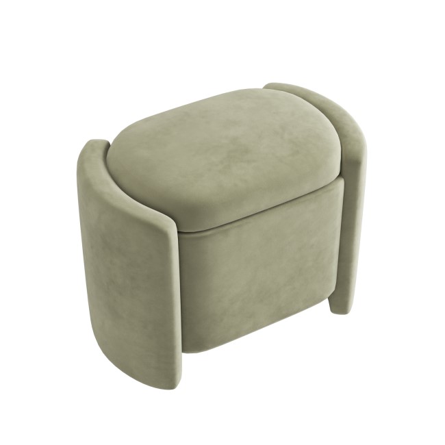 Sage Velvet Dressing Table Stool with Ottoman Storage - Taryn