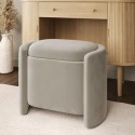TRYN006 Beige Velvet Wrap Around Ottoman Stool - Taryn