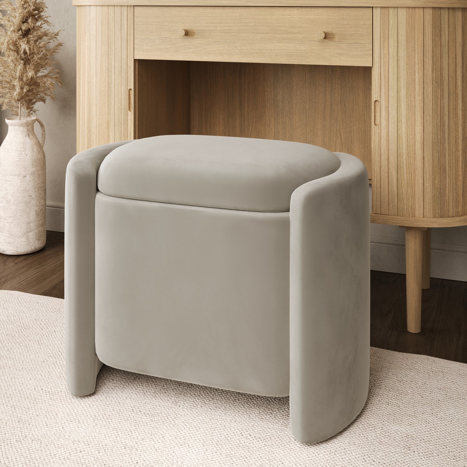 Velvet Wrap Around Ottoman Stool
