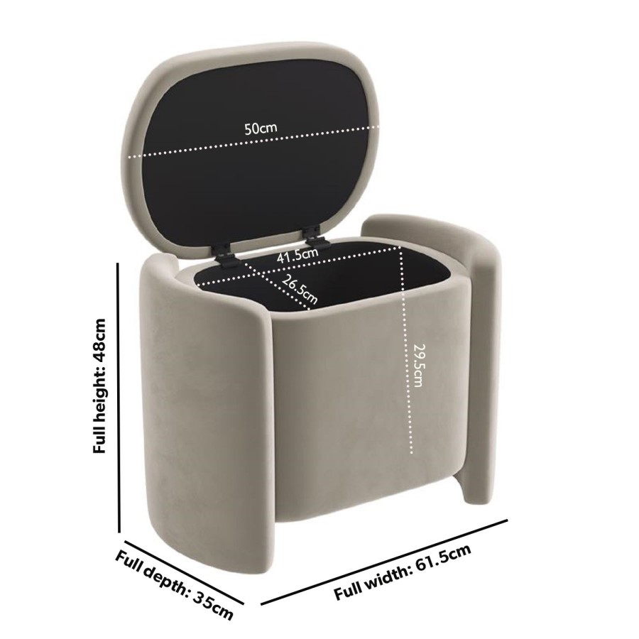 Beige Velvet Wrap Around Ottoman Stool - Taryn