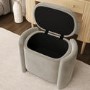 Beige Velvet Wrap Around Ottoman Stool - Taryn