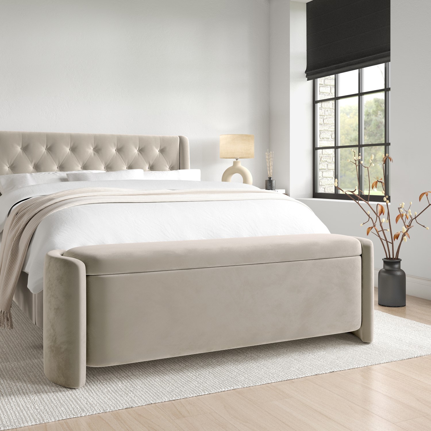 Velvet Ottoman Storage Blanket Box