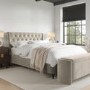Beige Velvet Wrap Around Ottoman Blanket Box - Taryn