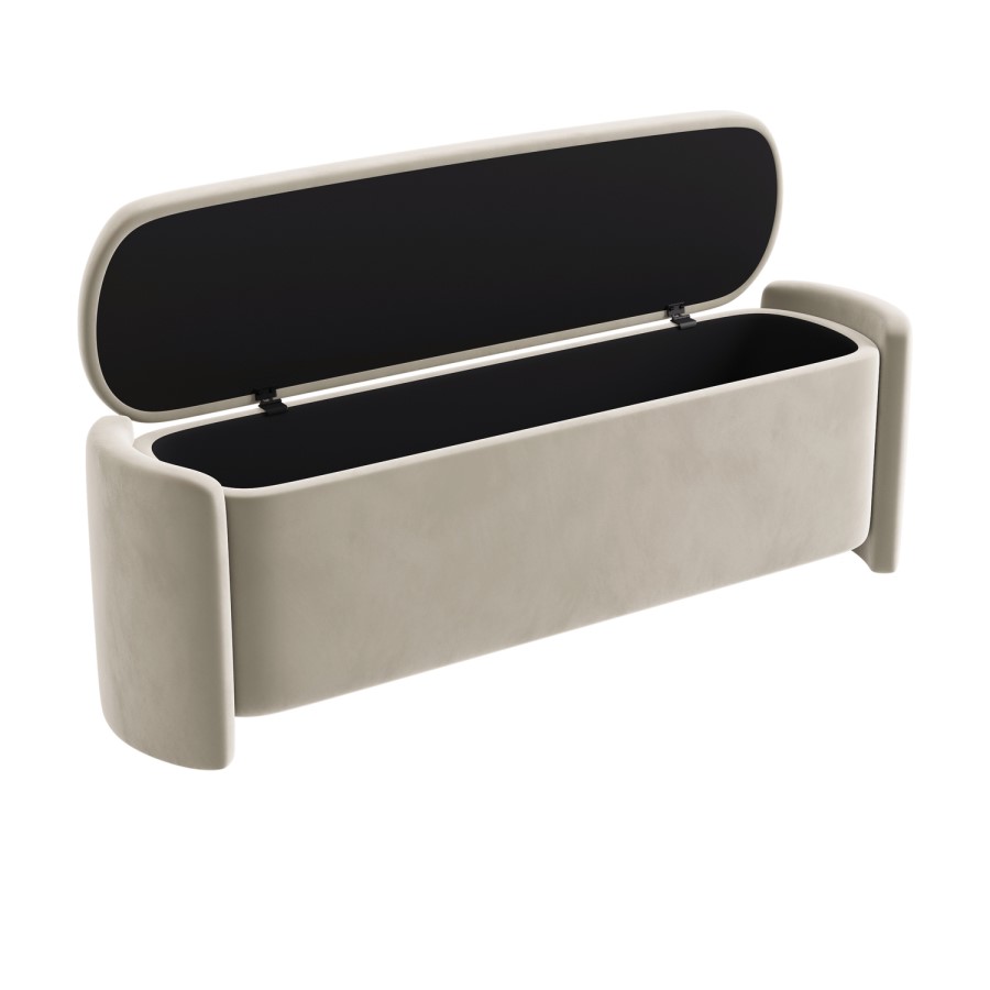 Beige Velvet Wrap Around Ottoman Blanket Box - Taryn