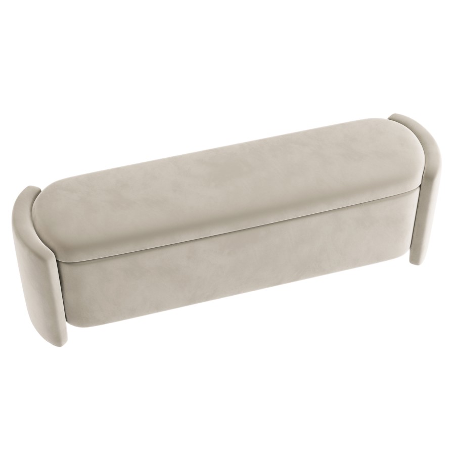 Beige Velvet Ottoman Storage Blanket Box - Taryn