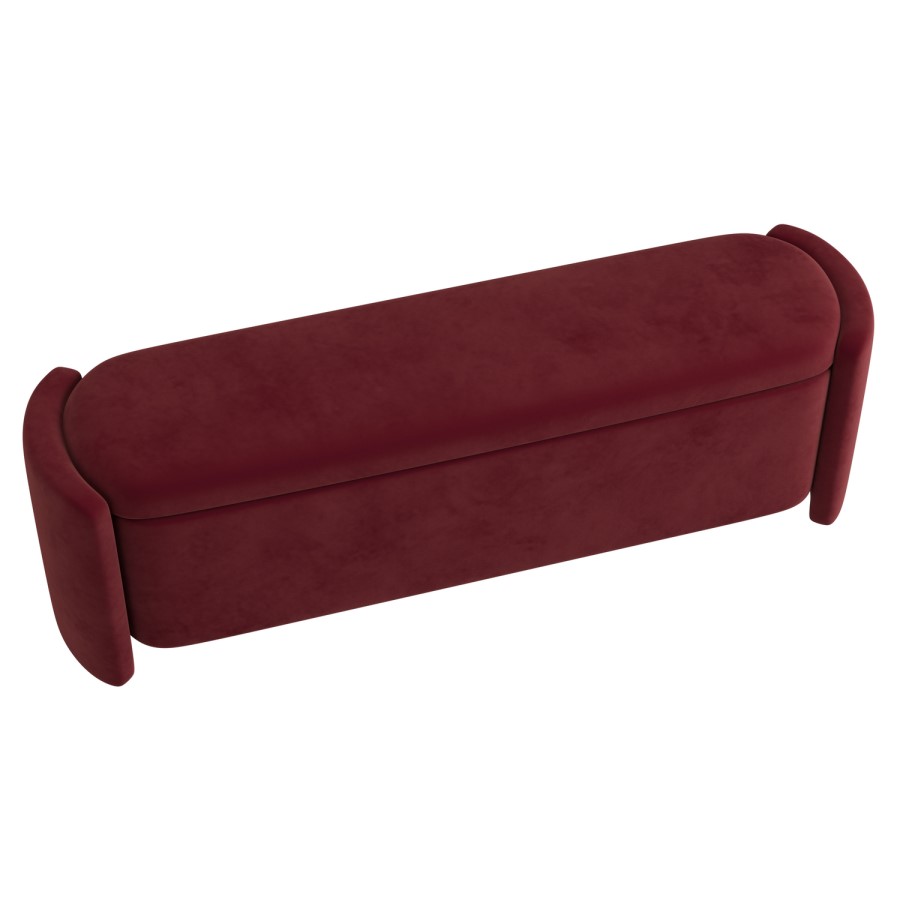 Burgundy Velvet Ottoman Storage Blanket Box - TARYN