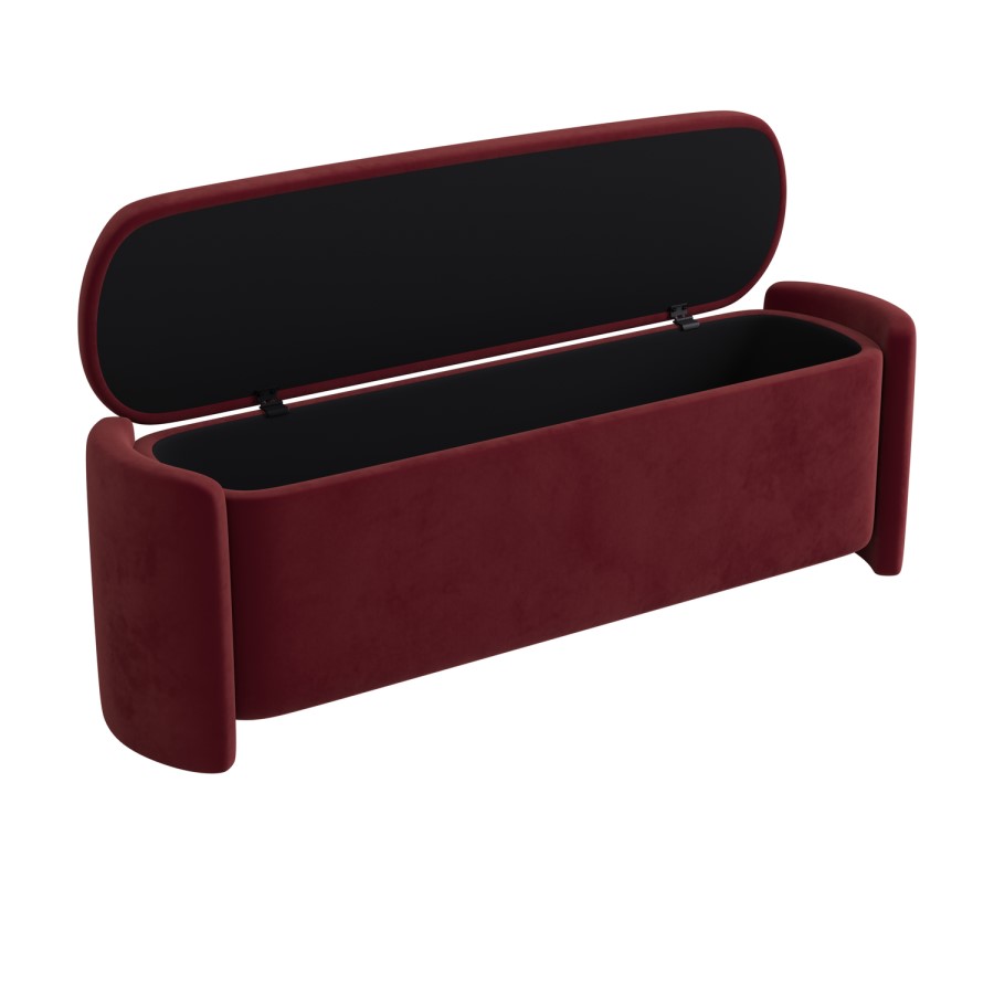 Burgundy Velvet Ottoman Storage Blanket Box - TARYN