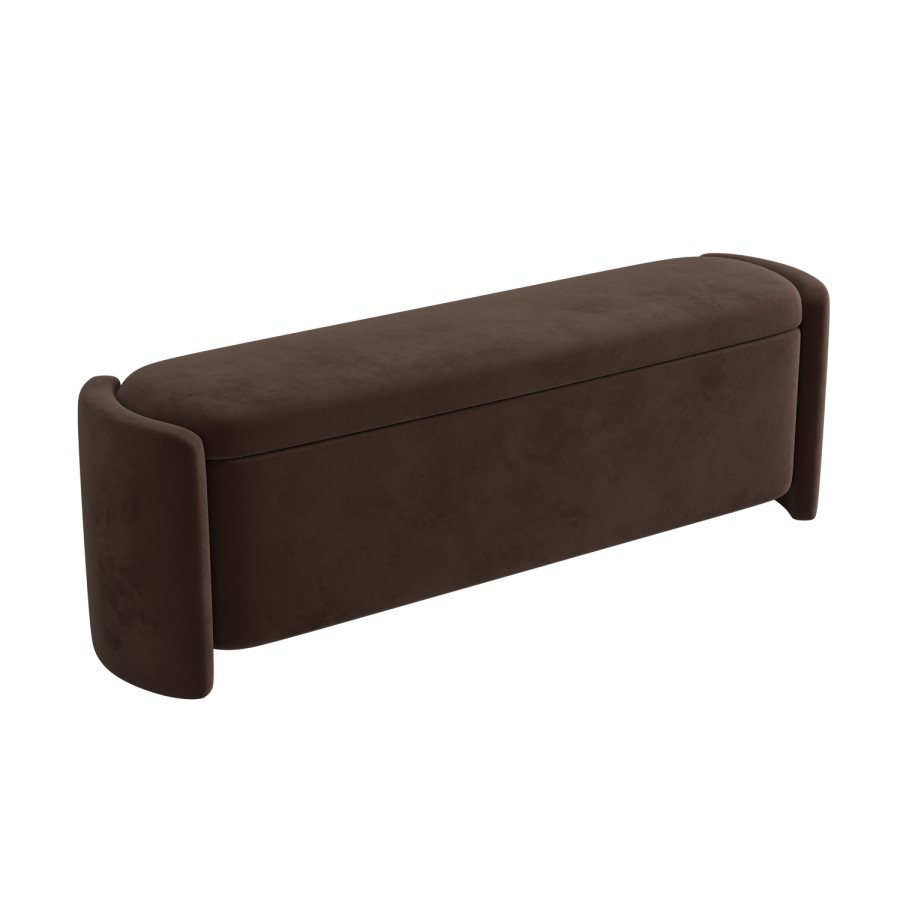 Brown Velvet Ottoman Storage Blanket Box - Taryn