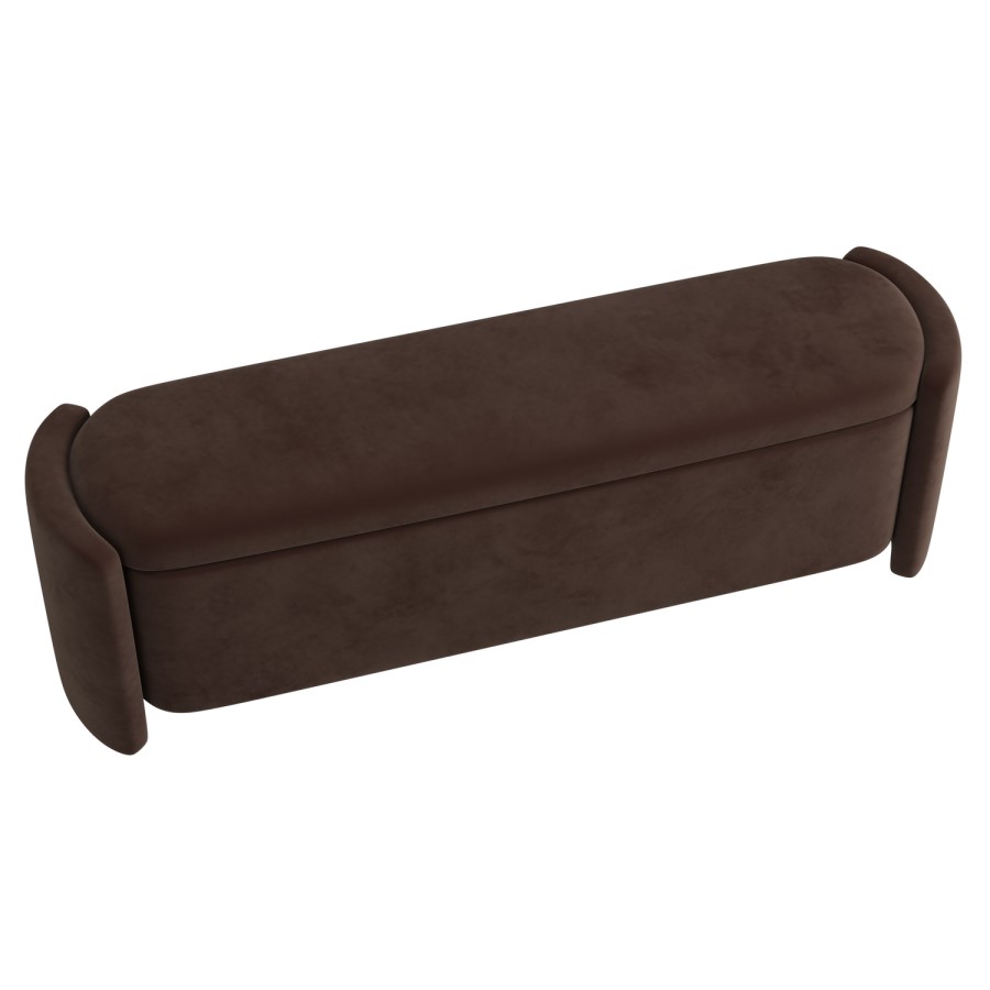 Brown Velvet Ottoman Storage Blanket Box - Taryn