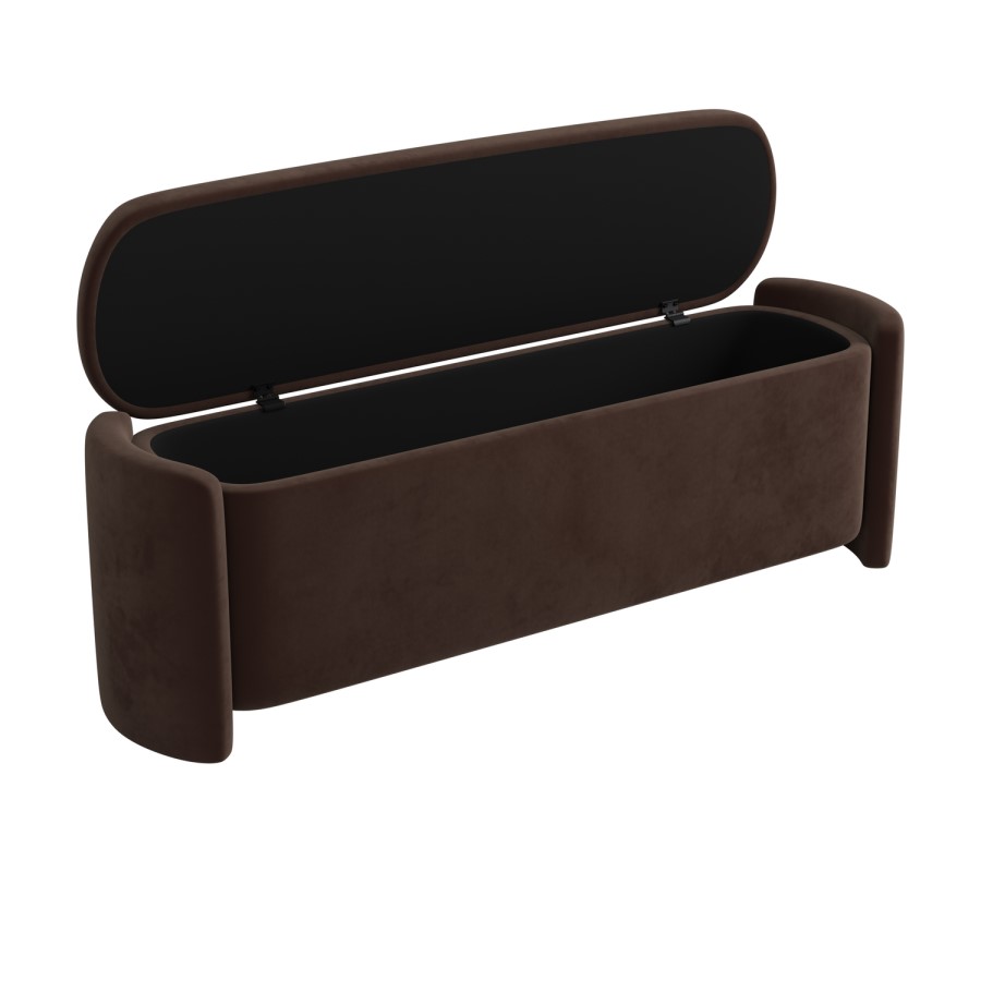Brown Velvet Ottoman Storage Blanket Box - Taryn